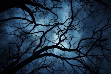 Dark blue moonlit night with silhouettes | Premium AI-generated image