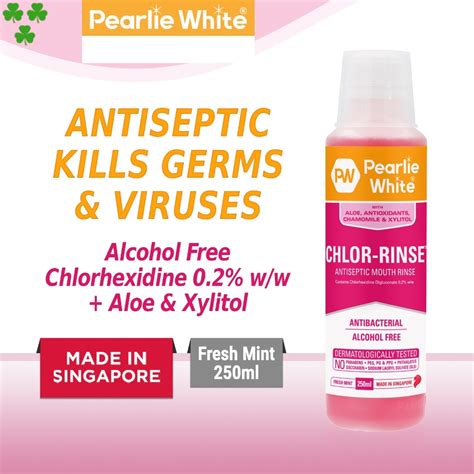 Pearlie White Chlor-Rinse Antiseptic Mouth Rinse / Mouth Wash 250ml ...