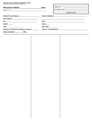 Virginia Cancer Registry Reporting Doc Template | pdfFiller
