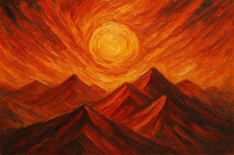Wall art of Glowing Mountain Sunset Painting in South for Fame & Career ...