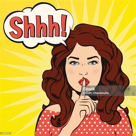 Shh Woman The Girl Asks For Silence Its A Secret Stock Illustration ...