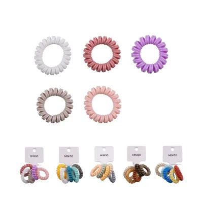 Miniso 4.5 Colored Spiral Hair Ties (5pcs) – Miniso Srinagar
