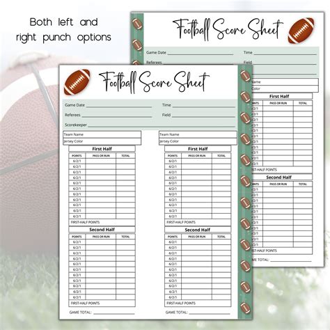 Football Score Card, Football Scoresheet - Etsy