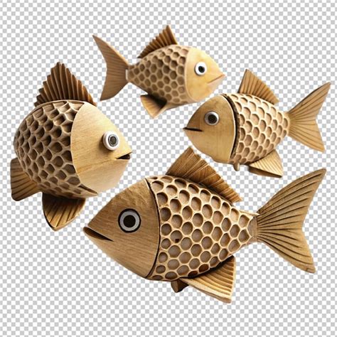 Fish shaped figures made from recycled paper egg isolated transparent ...