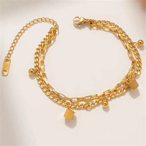 Double Layered Charms Bracelet - 18k Gold Plated – Nayaab