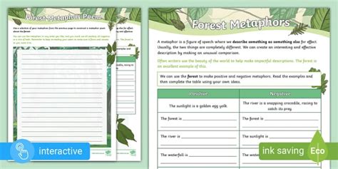 Metaphor Poem Template - Forest (teacher made) - Twinkl