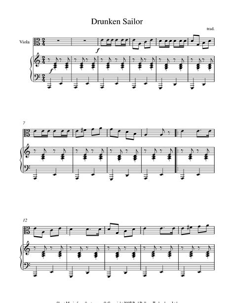 What shall we do with a drunken sailor? Sheet music for Viola - 8notes.com