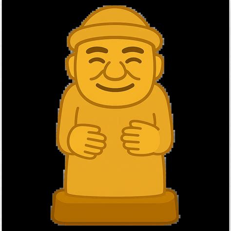 Create an emoji style illustration of a Dolhareubang, a traditional Korean stone statue, based ...