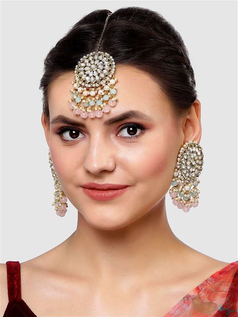 KARATCART Gold Plated Kundan Dangler Multi Earrings for Women