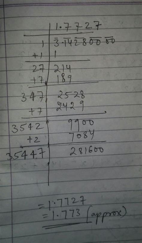 Square root of 3.1428 correct to 3 decimal places - Brainly.in