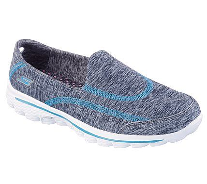 Skechers Grey/Turquoise Go Walk 2 360 Women Slip On Shoes - Style ID ...