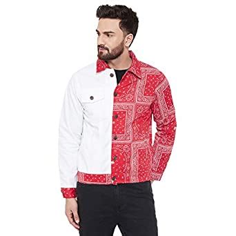 Buy FUGAZEE Men’s Red Paisley Print Twill jacket at Amazon.in