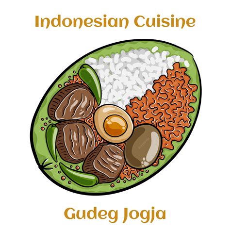 Gudeg jogja with egg with different types of meat and vegetables ...