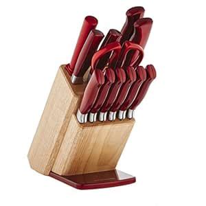 Buy Farberware 5191610 Stainless Knife Block Set Cutlery, Red Online at ...
