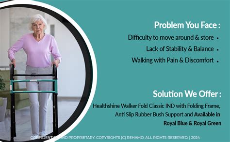 Healthshine Walker Fold Classic IND with Padded Hand Grip & Adjustable ...