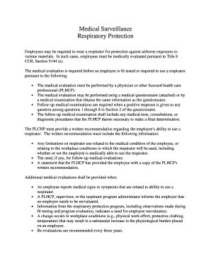 Fillable Online sisc kern Respiratory Medical Evaluation Questionnaire ...