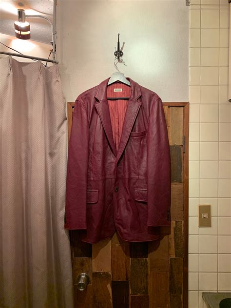 “BIGLIDUE” wine red sheep leather 2B tailored jacket | LAUGH