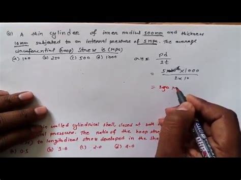 GATE Questions with solutions: Thin Cylinders Video Lecture - Topper ...