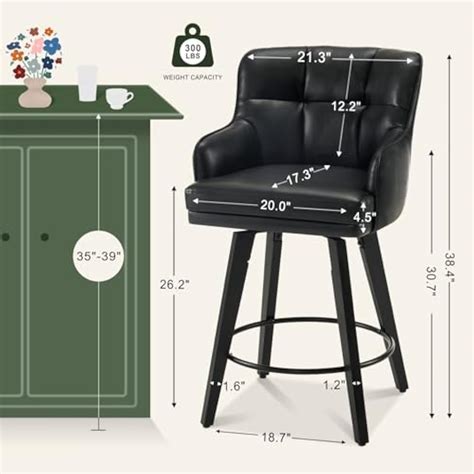 SAECKBERG 360°Swivel Counter Height Bar Stools Set of 2 with India | Ubuy