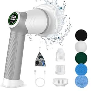 KOOHORO Electric cleaning brush 2 speed, Spin Scrubber with Upgrade LED ...