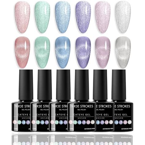 Buy THR3E STROKES Gel NailPolish Cat Eye Gel Nail Polish Set, 6 Color ...