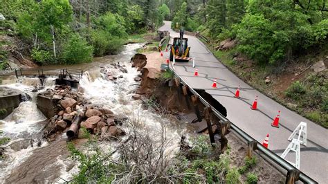 Road collapse in North Cheyenne Cañon Park due to "significant washout ...