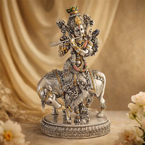Krishna with Cow Flute Idol