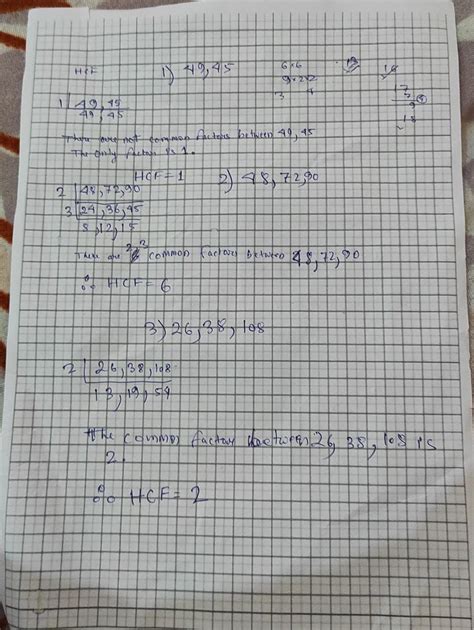 D. find the HCF by using the factors1.49,45 2.48, 72, 903. 26, 38 ...