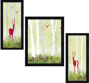 Poster N Frames Deer Art Set of 3 with Acrylic Sheet (Glass) painting ...