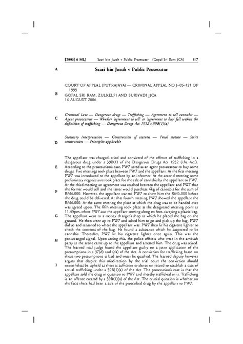 Saari bin Jusoh v Public Prosecutor: Appeal on Drug Trafficking ...