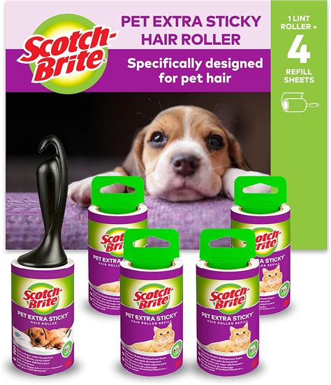 Scotch-Brite Pet Extra Sticky Lint Roller 48 Sheets + 4 Scotch-Brite ...