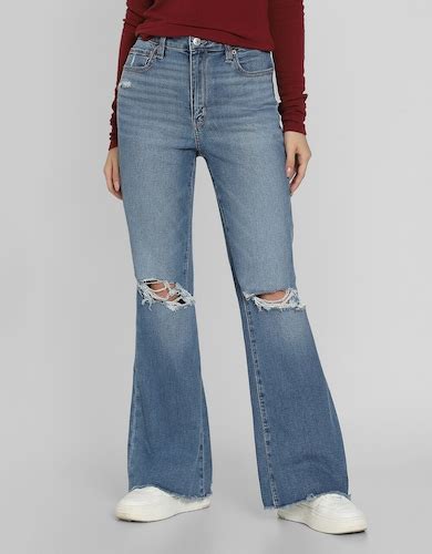 Buy American Eagle Next Level Super High-Waisted Ripped Flare Jean Online