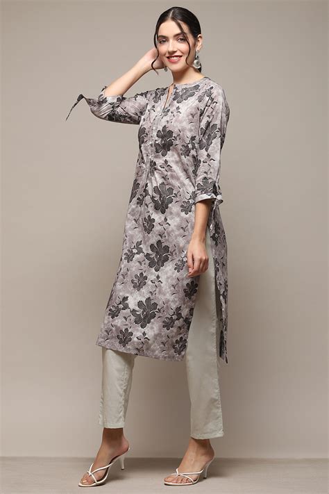 Charcoal Cambric Narrow Kurta Pant Suit Set