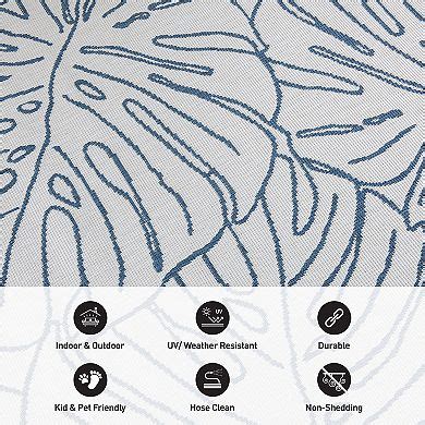 World Rug Gallery Contemporary Tropical Leaves Weather Resistant Indoor ...