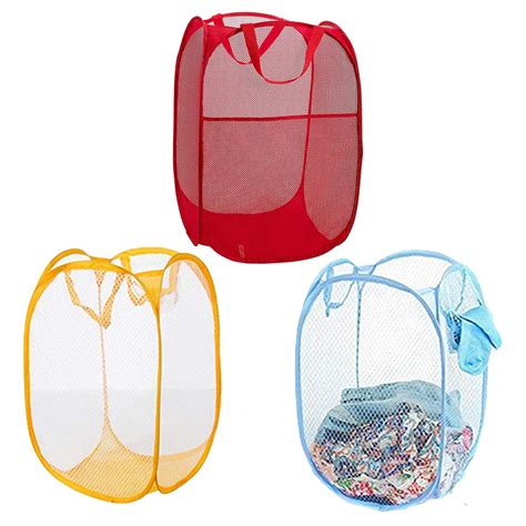 Kuber Industries Nylon 3 Piece Mesh Laundry Basket, 20Ltr (Multi ...