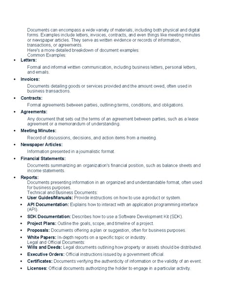 DOC 1 - Notes on Types and Examples of Documents - Studocu