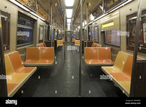 Empty F Train subway car in New York City Stock Photo - Alamy