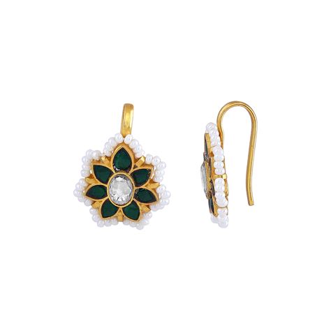 Silver Bugadi With Green Stone – Tavya Jewellery