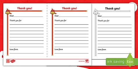 Christmas Thank You Template - Primary Resources