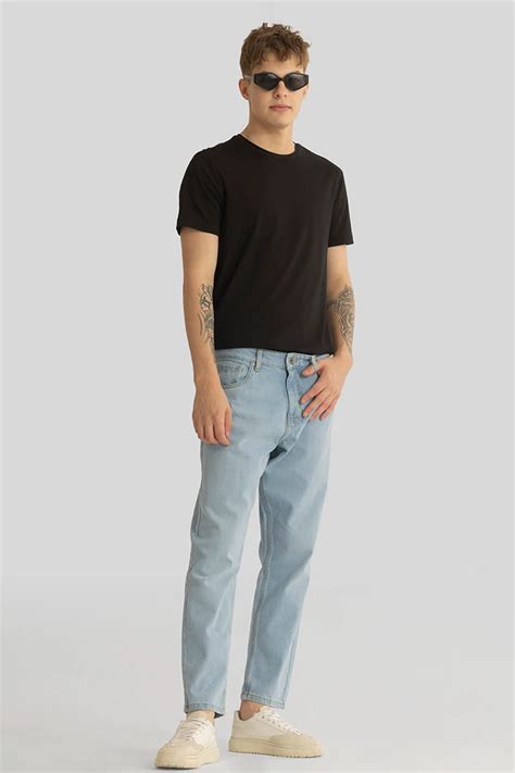 Buy Men's Vault Light Blue Plain Baggy Fit Jeans Online | Snitch – SNITCH