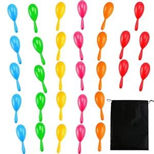 Resinta 30 Pieces Neon Maracas Shakers Mini Noisemaker Bulk Colorful ...