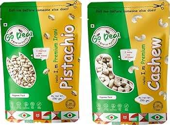 Go Real Premium Pistachios & Cashew 500gm Gluten Free Dry Fruits Combo ...