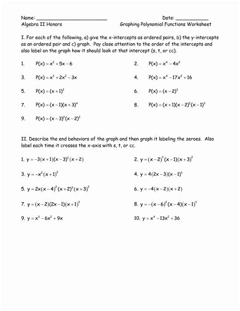 50 Polynomials Worksheet with Answers – Chessmuseum Template Library