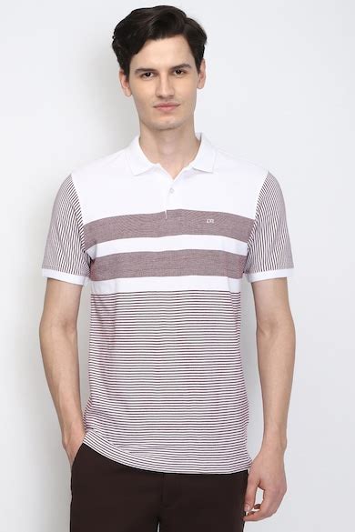 Buy Men White Stripe Polo Neck T-shirt Online - 39909494 | Peter England