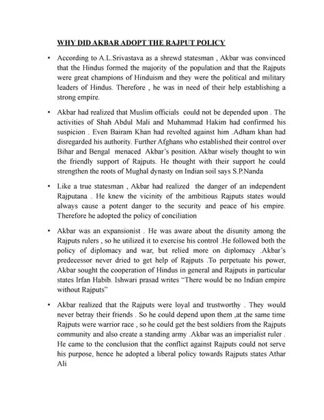 WHY DID Akbar Adopt THE Rajput Policy - WHY DID AKBAR ADOPT THE RAJPUT ...