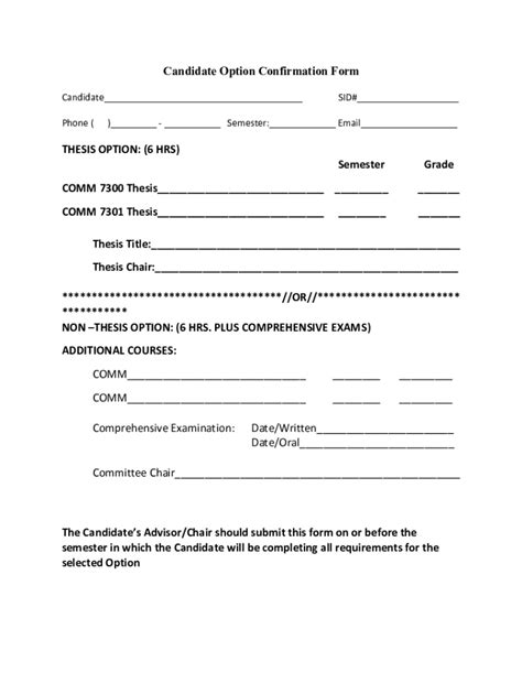 Fillable Online Candidate Option Confirmation Form - UTRGV Fax Email ...