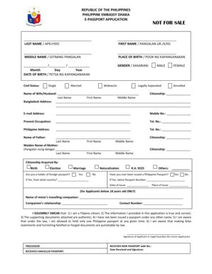 Philippine Embassy E-Passport Application - Blank Fillable Template ...
