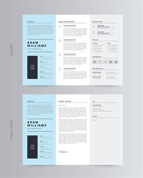 Landscape resume or cv and cover letter template | Premium Vector
