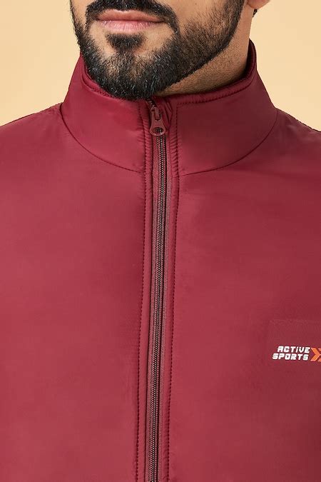 Maroon Printed Winterwear Full Sleeves High Neck Men Regular Fit ...