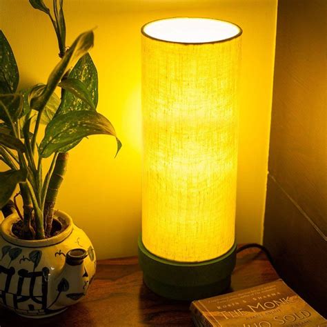 Buy ExclusiveLane 'Green' Wooden Home Decorative Bedside Table Lamp for ...